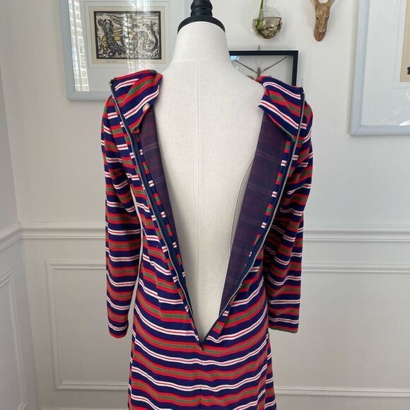 Vintage 60s Stripe A-Line Shift Dress Pockets S M - Picture 7 of 9